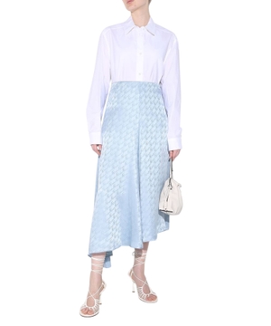 High-waisted satin midi skirt