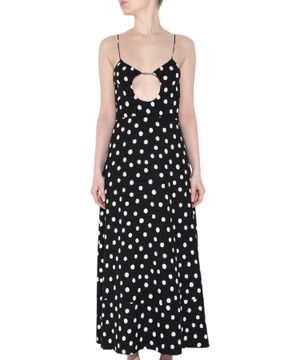 Polka-dot cut-out dress