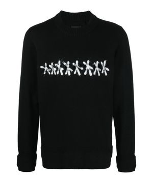 Graphic-print long sleeve jumper in black