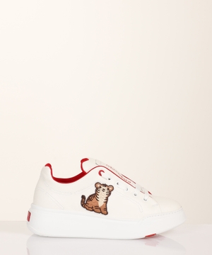 Applique detail leather sneakers