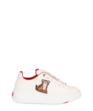 Applique detail leather sneakers