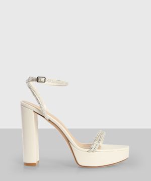 Crystal-embellished platform leather sandals