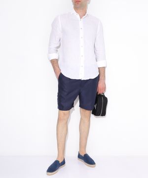 Elastic waist linen shorts