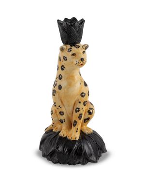 Set of two leopard candle holder