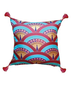 "Peacoch" silk cushion