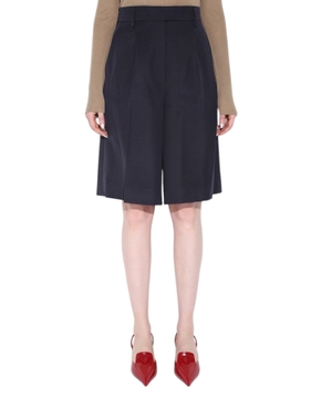 Straight fit wool shorts