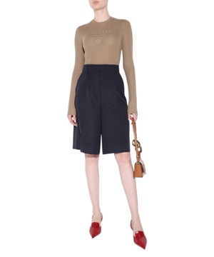 Straight fit wool shorts