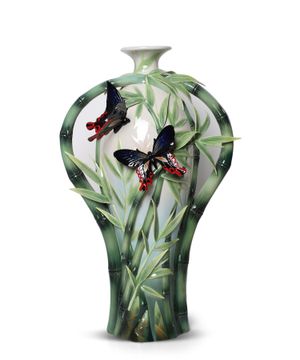 ''Bamboo And Butterflies'' vase with butterflies