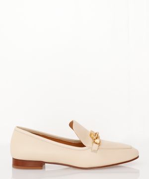 Gold-tone applique detail leather loafers