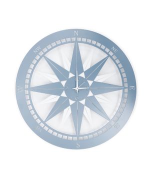 Wall clock in the shape of a compass