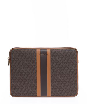 Logo detail striped laptop case