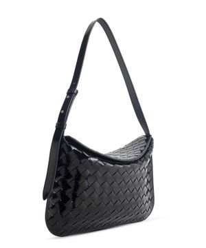 Flap woven leather design shoulder bag