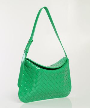 Flap woven leather design shoulder bag