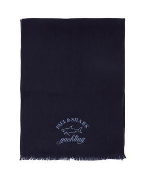 Logo print wool scarf