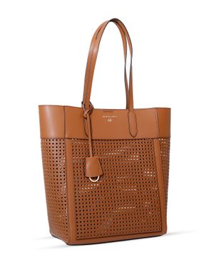 Mesh-trim leather shoulder bag