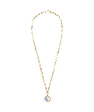 Gold Blue Yin Yang necklace