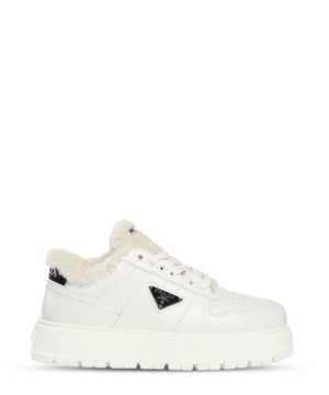 Fur detail leather sneakers