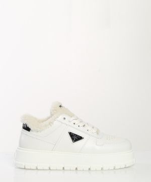 Fur detail leather sneakers