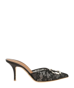Crystal embellished lace pumps