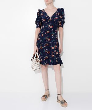 Floral print puff sleeve dress