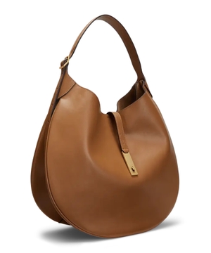 Oval shape leather shoulder bag