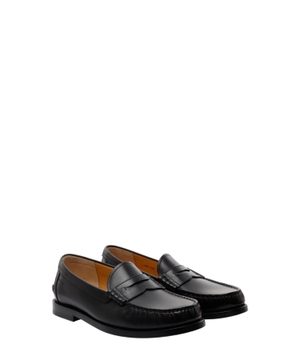 Strap detail leather loafers