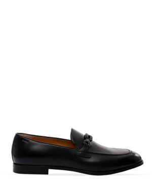 Strap detail leather loafers