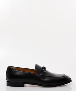 Strap detail leather loafers