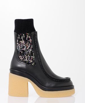 Jamie knitted sides leather boots