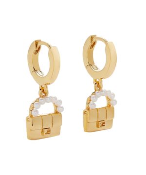 Baguette bag shaped drop earrings