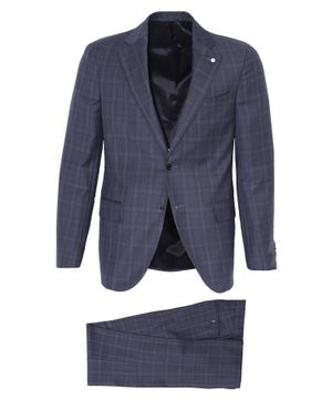 Straight-fit checked print suit