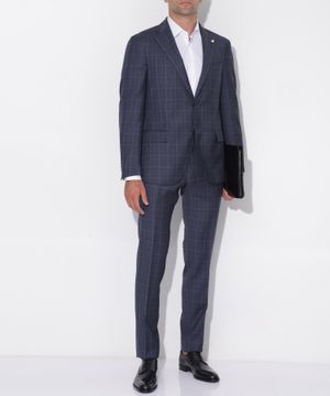 Straight-fit checked print suit