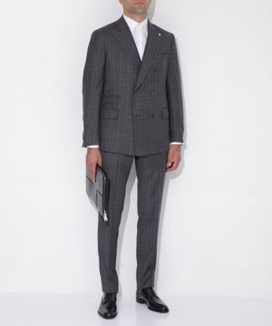 Checkered straight-fit suit