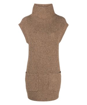 High-neck knitted vest