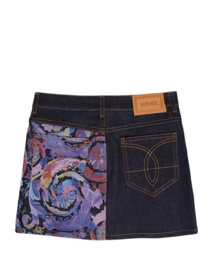 Printed denim skirt