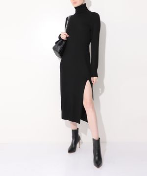 Roll-neck knitted dress