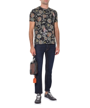Buta printli pambıq t-shirt