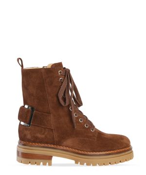 Lace-up fastening suede boots