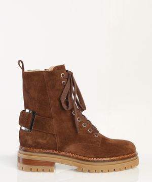 Lace-up fastening suede boots