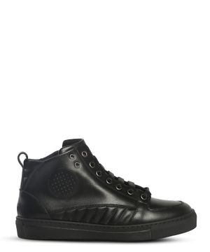 Quilted sides leather sneakers