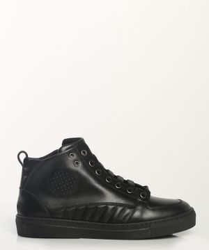 Quilted sides leather sneakers