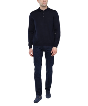 Logo embroidered long-sleeve polo