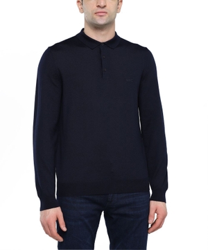 Logo embroidered long-sleeve polo