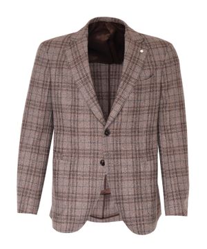 Checkered straight-fit blazer