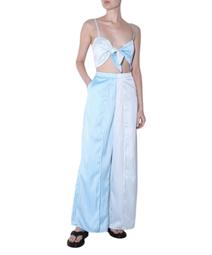 Ruched detailing striped top