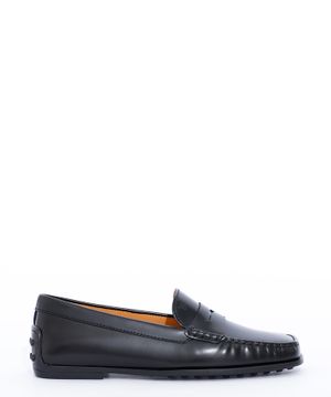 Strap detail leather loafers