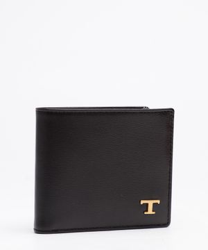 Logo metal detail leather wallet