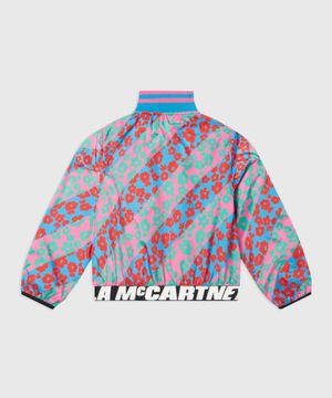 Striped floral print logo jacket