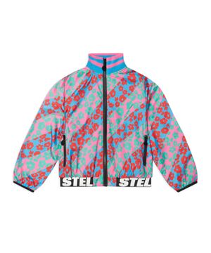 Striped floral print logo jacket