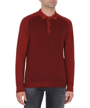 Logo embroidered long sleeve polo shirt